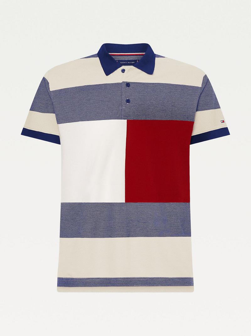 Férfi Tommy Hilfiger Regular fit tonal colorblock pique Polos Szürke Színes | HU 1089HAP